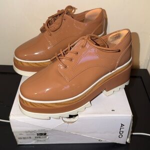 Aldo Blunchan Tan Patent Leather Oxfords